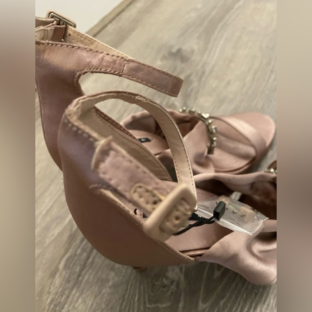 Zara Chunky Crystal Embellished Satin Heels Sandals Size 41 - Picture 11 of 14